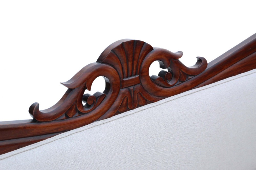 Regency show wood scroll arm sofa View IV