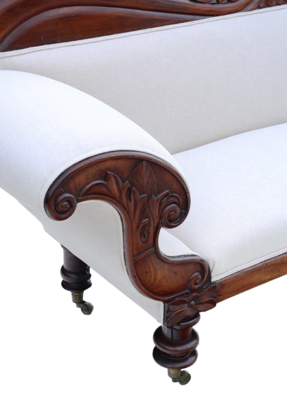 Regency show wood scroll arm sofa View V
