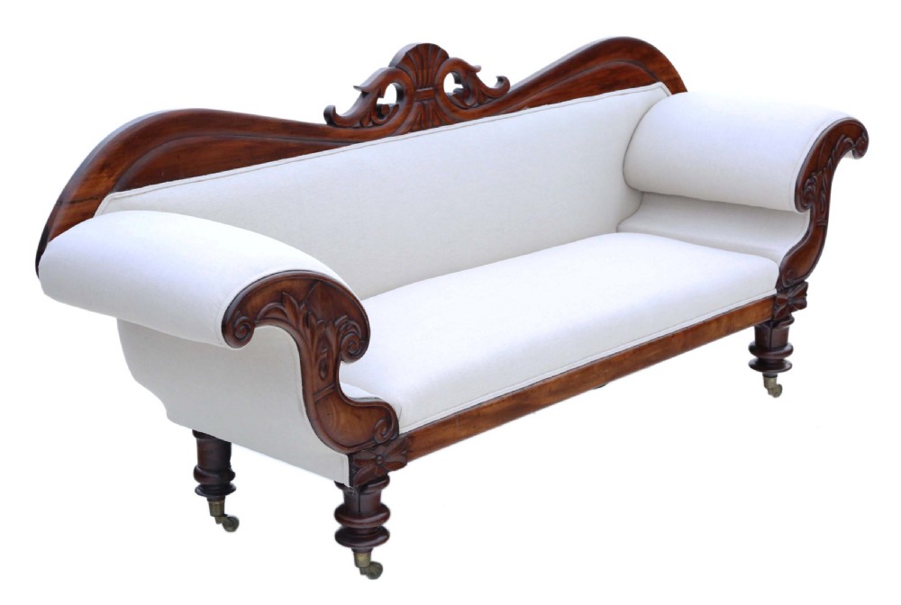 Regency show wood scroll arm sofa View VII