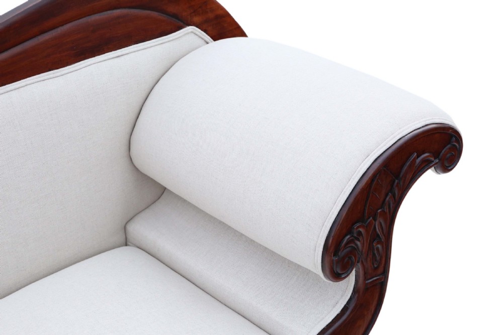 Regency show wood scroll arm sofa View IX