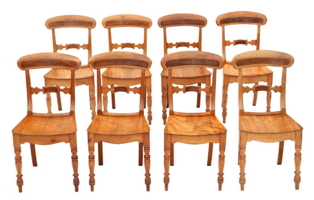 Set of 8 Victorian elm kitchen dining chairs
