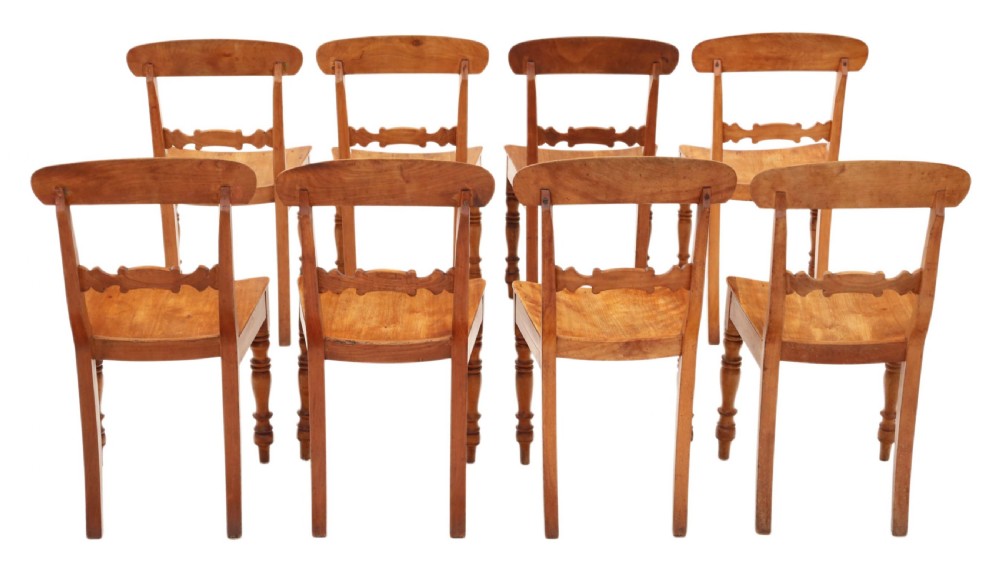 Set of 8 Victorian elm kitchen dining chairs View II
