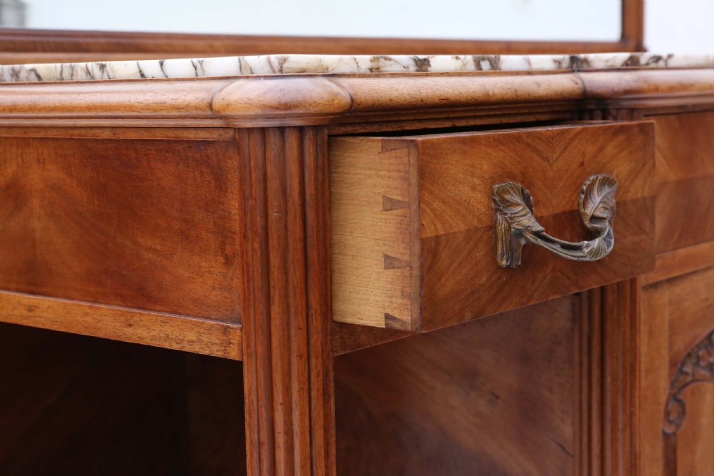 French marble and walnut mirror back sideboard View VI