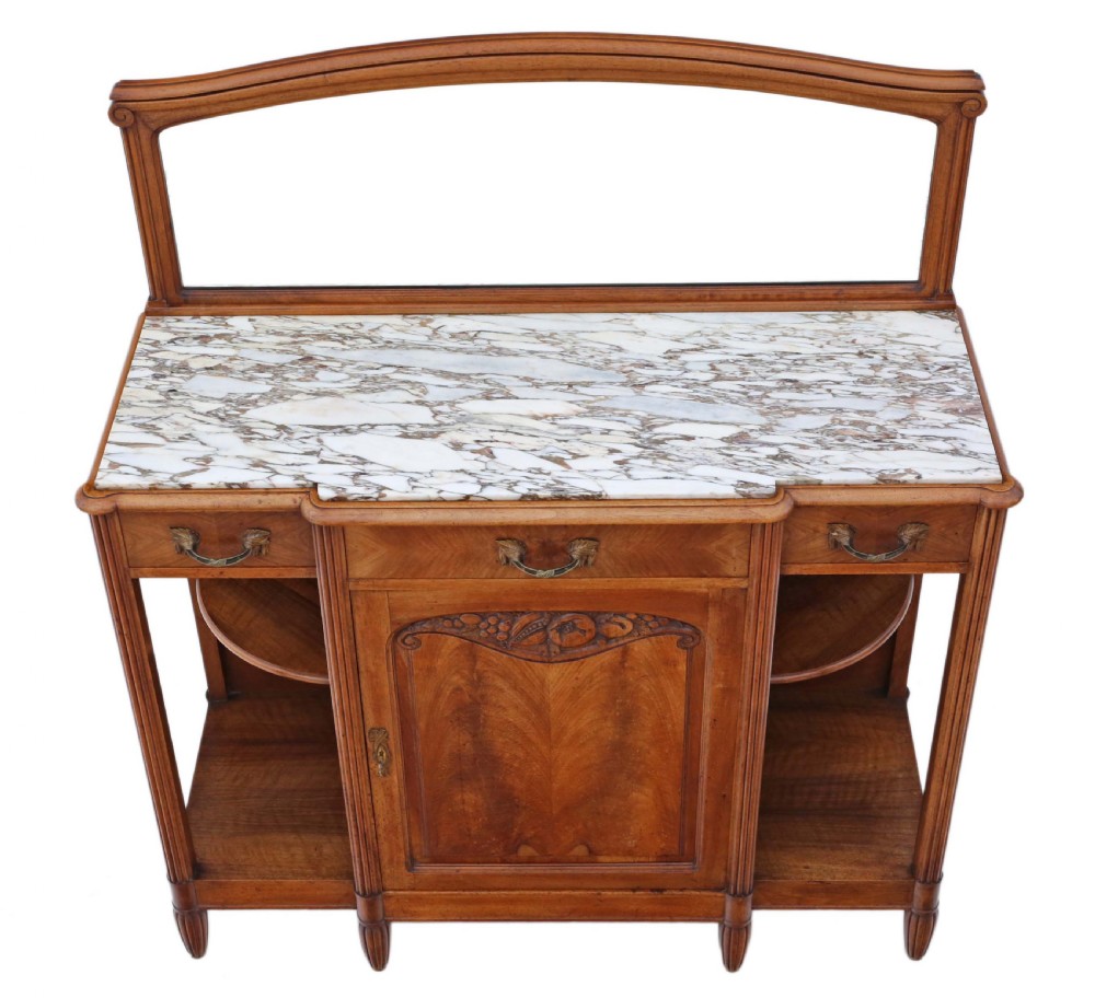 French marble and walnut mirror back sideboard View VIII