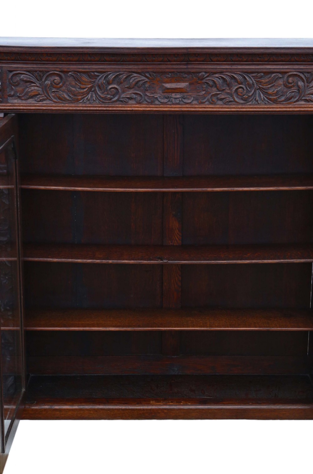19th Century carved oak glazed bookcase View IV