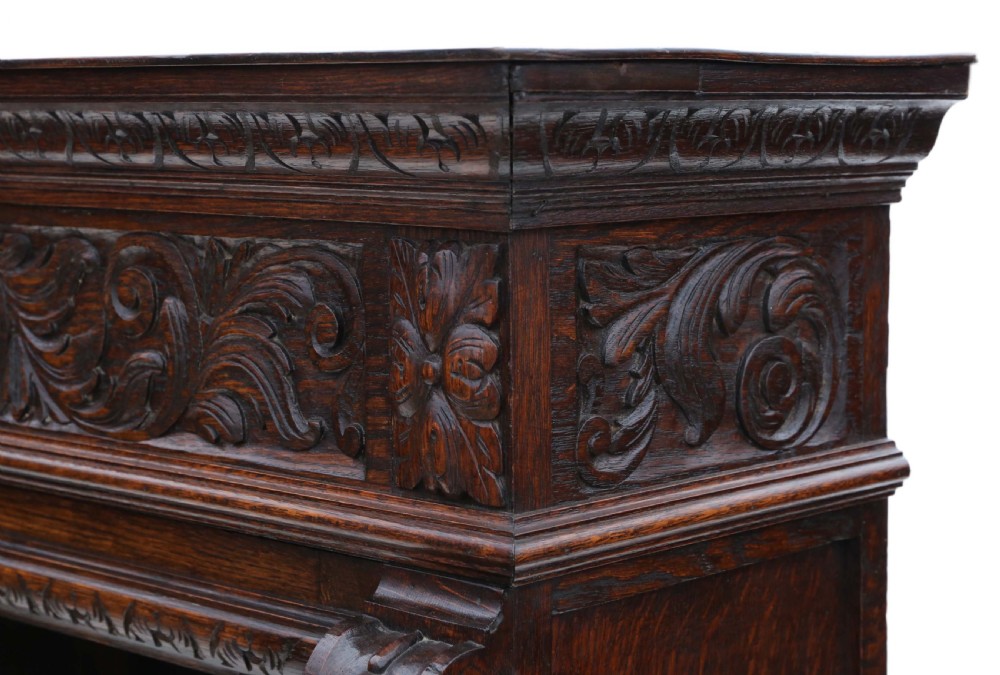 19th Century carved oak glazed bookcase View VIII
