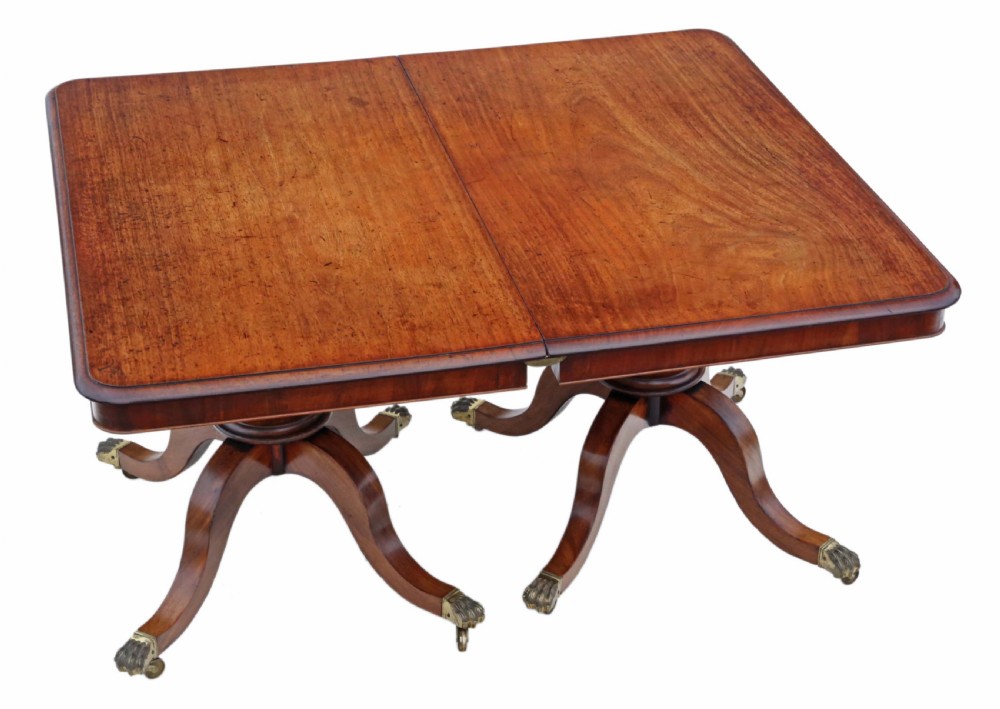 Mahogany extending pedestal dining table View IX