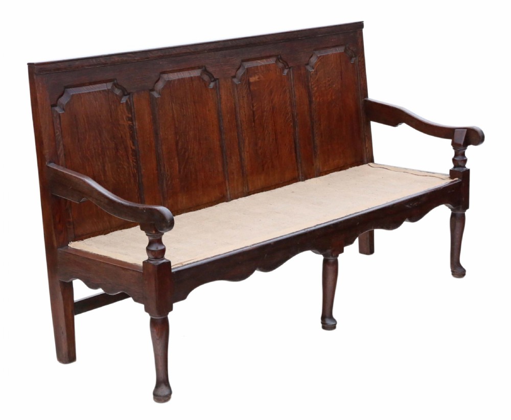 Georgian oak settle bench seat View VIII