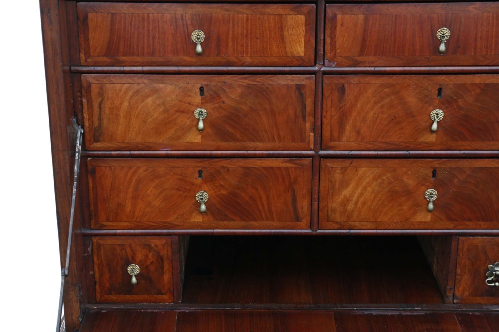 Queen Anne early 18th Century inlaid burr walnut escritoire desk View V