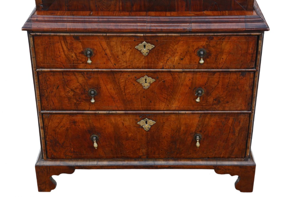 Queen Anne early 18th Century inlaid burr walnut escritoire desk View VI