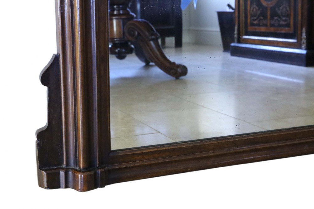 Very large Victorian oak wall overmantle mirror View V