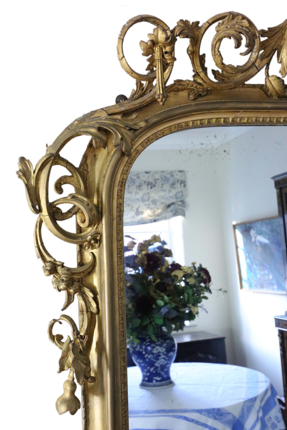 Very large gilt wall overmantle mirror early 19th Century View II