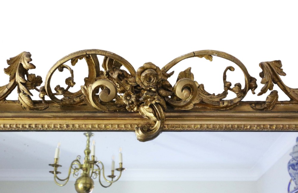 Very large gilt wall overmantle mirror early 19th Century View III