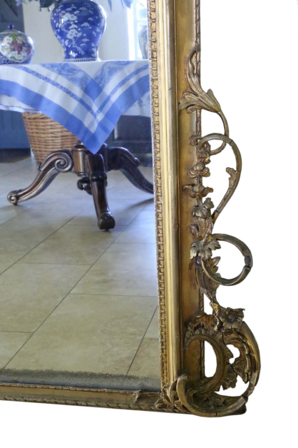 Very large gilt wall overmantle mirror early 19th Century View V