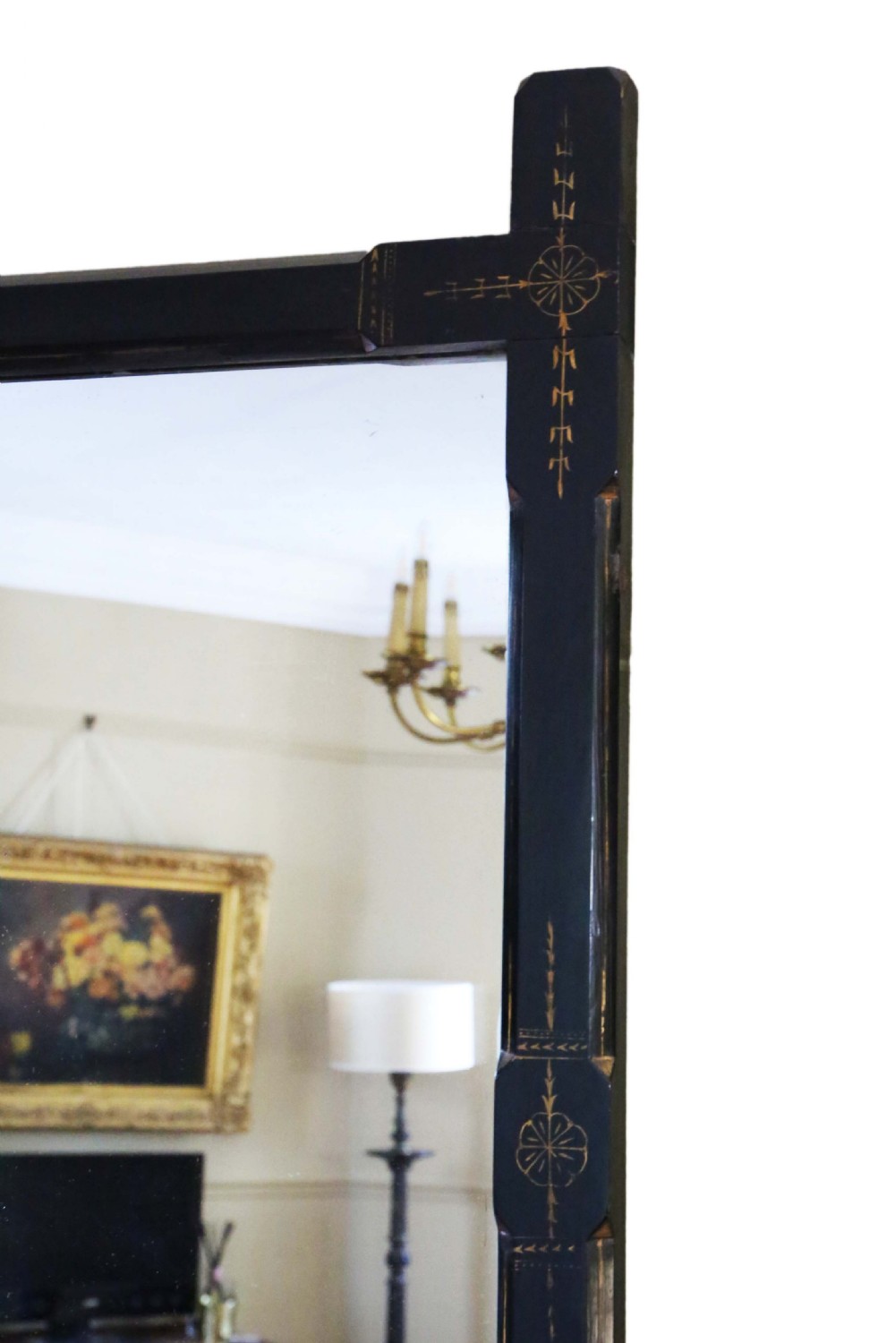 Large Aesthetic ebonised wall overmantle mirror  View III