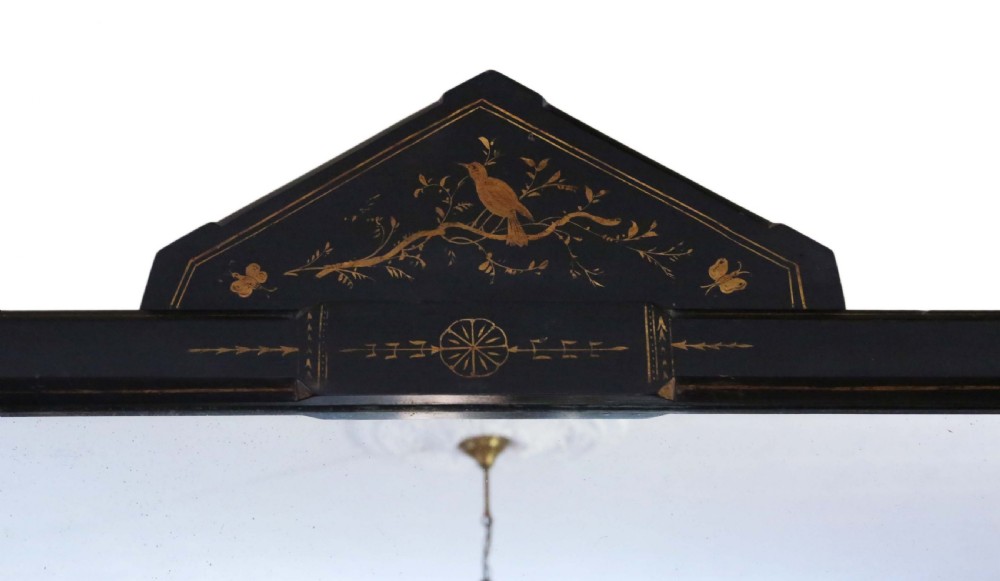 Large Aesthetic ebonised wall overmantle mirror  View V