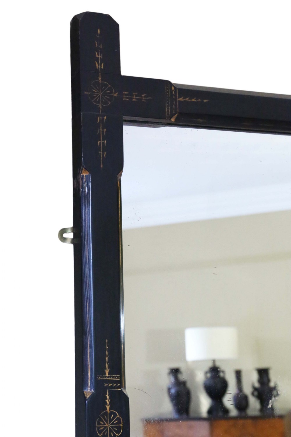 Large Aesthetic ebonised wall overmantle mirror  View VII