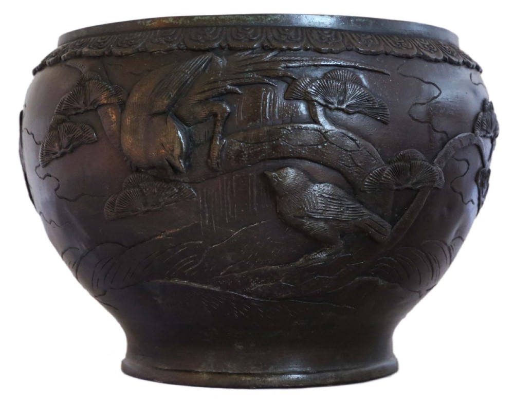 Oriental Meiji bronze Jardinière planter