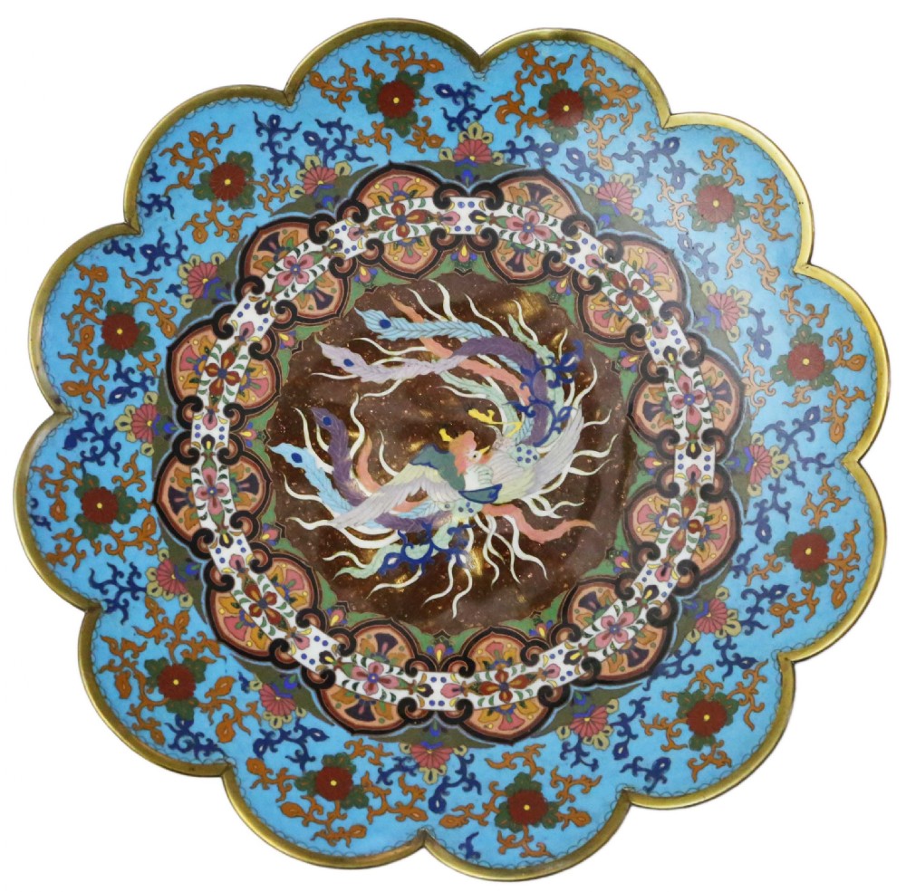 Large Meiji Oriental cloisonne charger plate