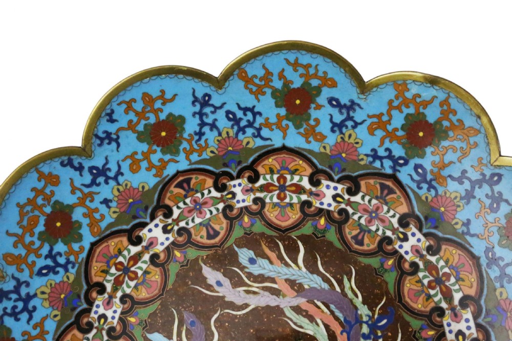 Large Meiji Oriental cloisonne charger plate View II