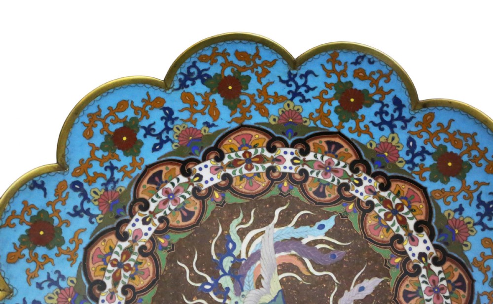 Large Meiji Oriental cloisonne charger plate View IV