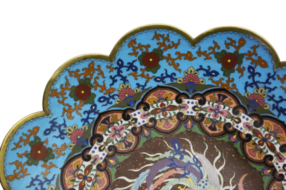Large Meiji Oriental cloisonne charger plate View VI