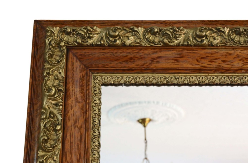 Large oak and gilt overmantle wall mirror View II