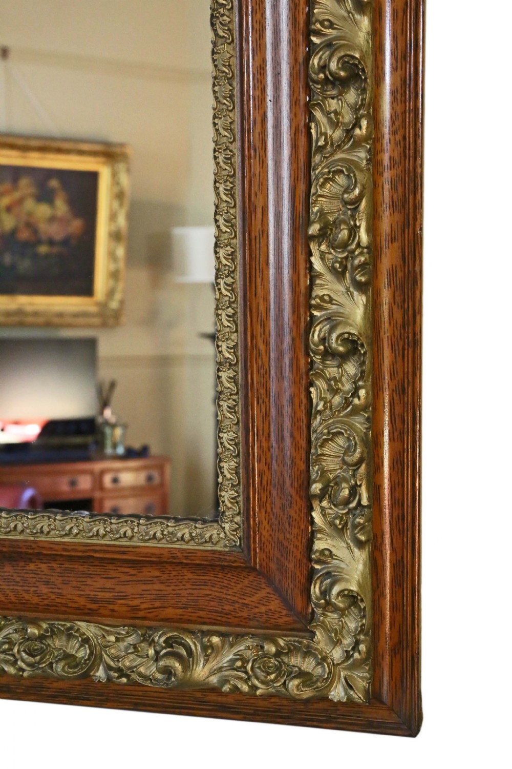 Large oak and gilt overmantle wall mirror View IV