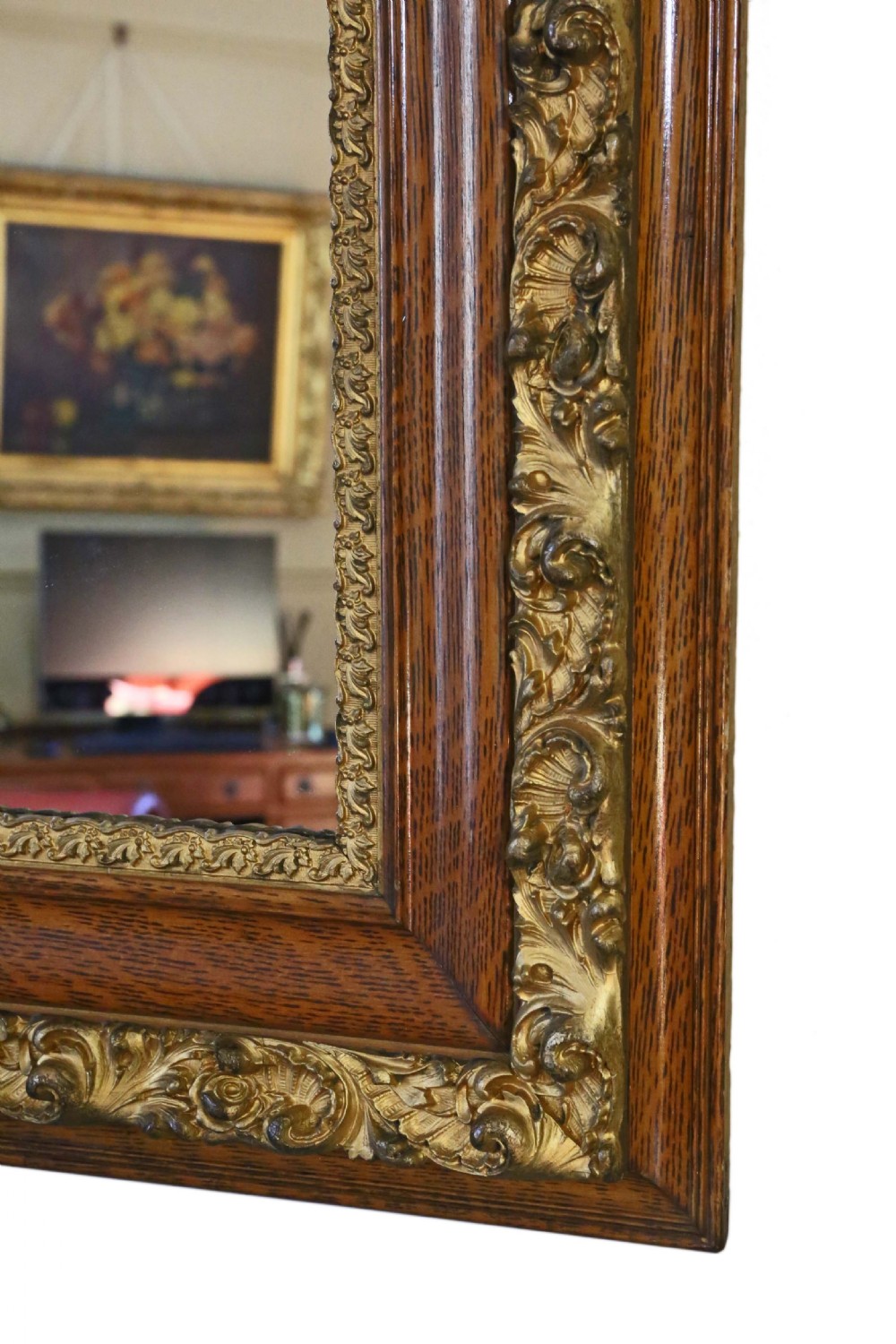 Large oak and gilt overmantle wall mirror  View IV
