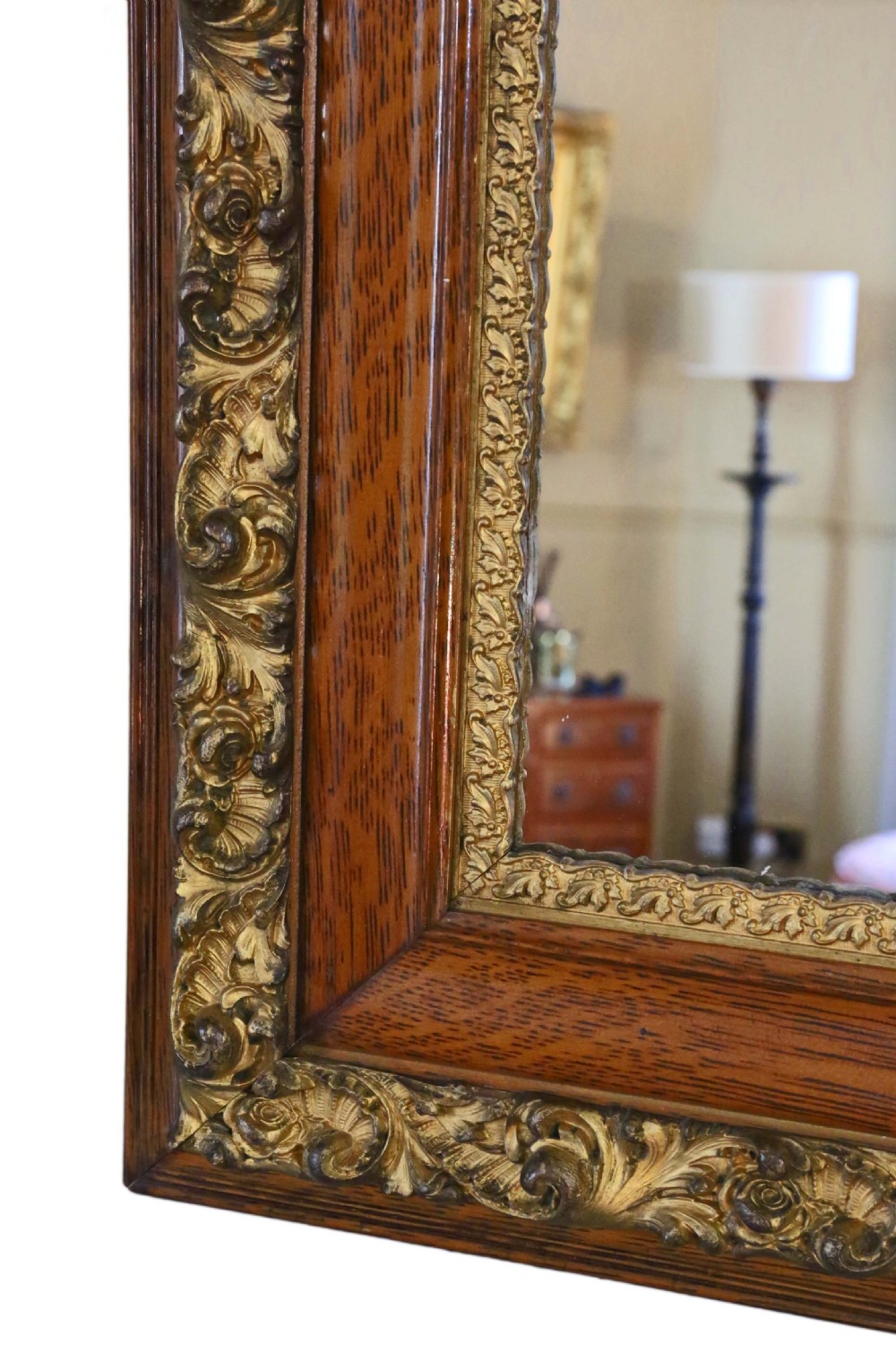Large oak and gilt overmantle wall mirror  View VI
