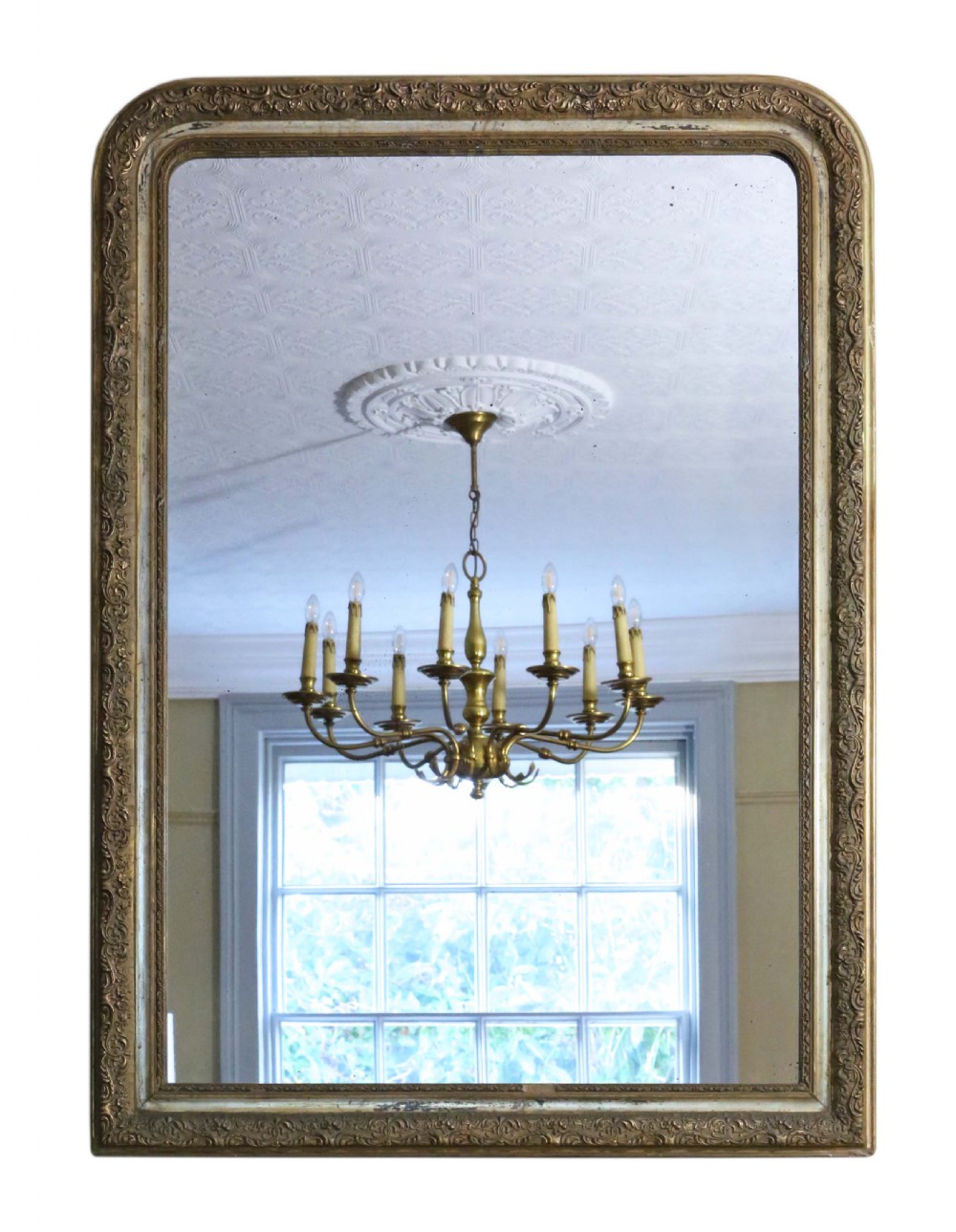 19th Century large gilt wall overmantle mirror 