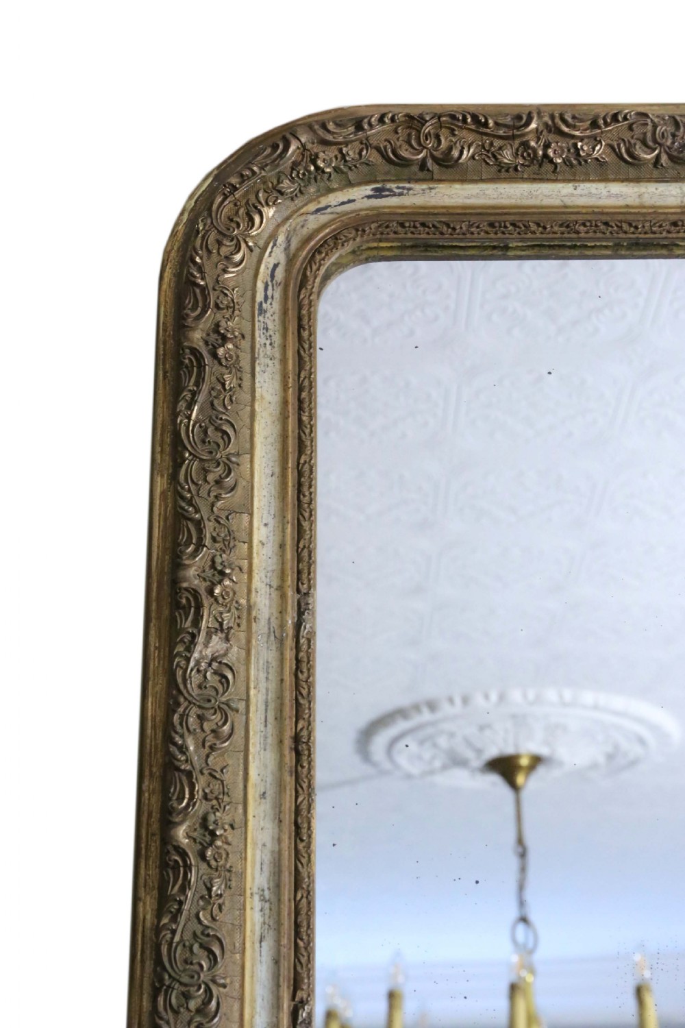 19th Century large gilt wall overmantle mirror  View II
