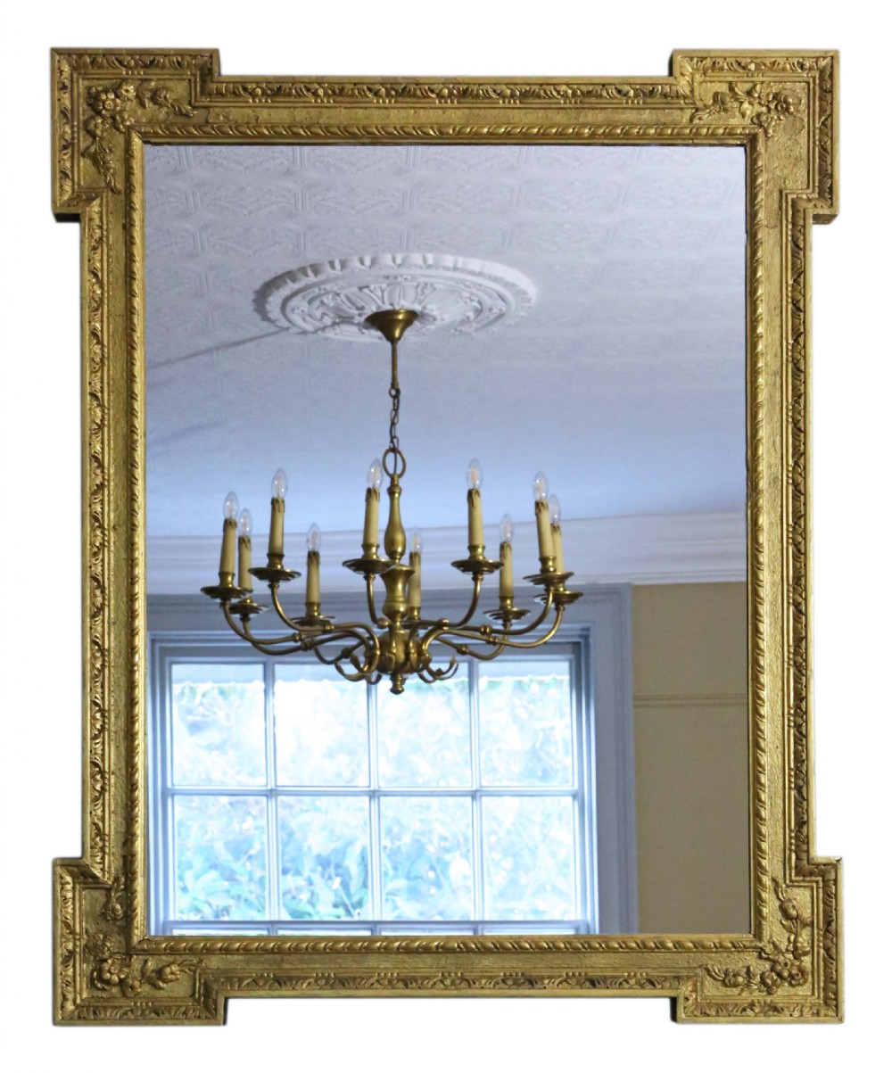 Early 19th Century large gilt wall overmantle mirror 