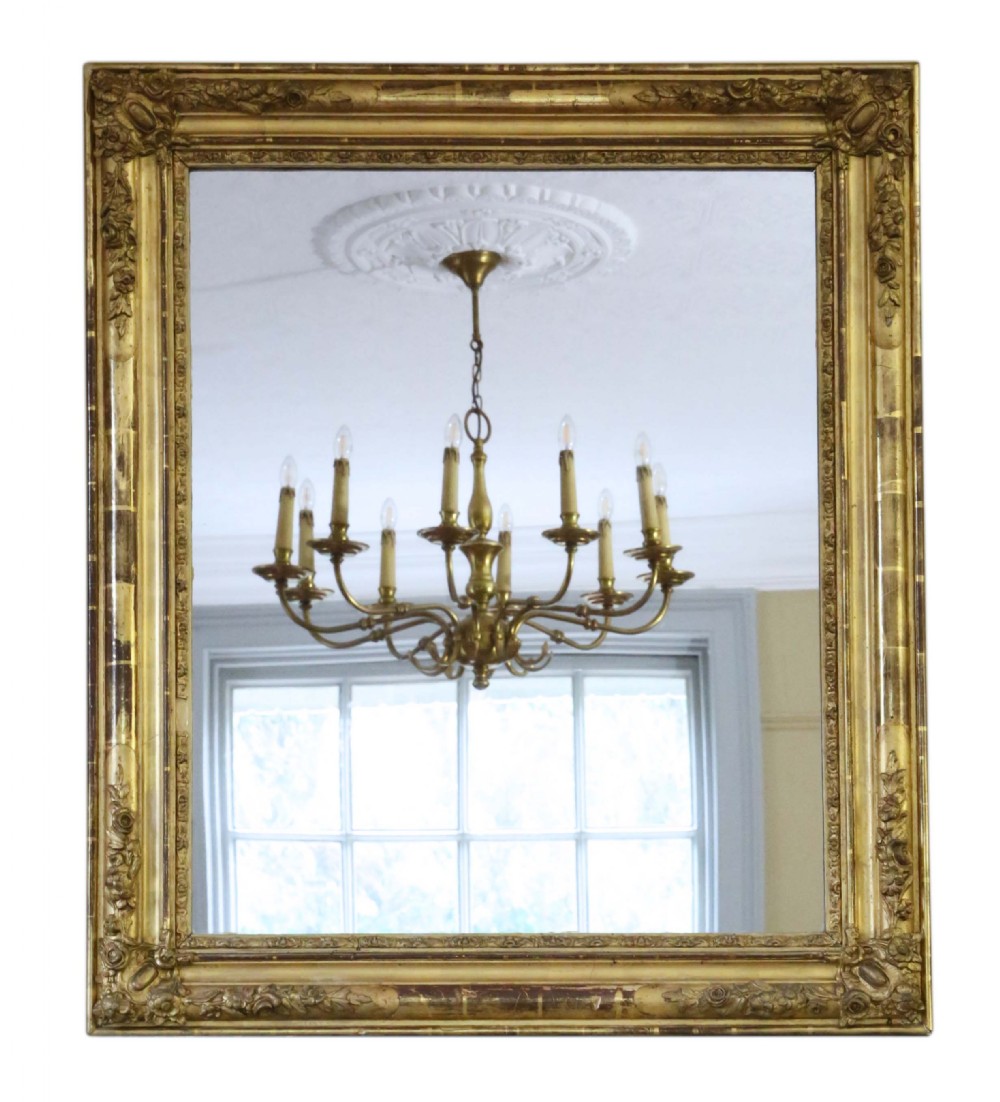 19th Century  gilt overmantle large wall mirror  