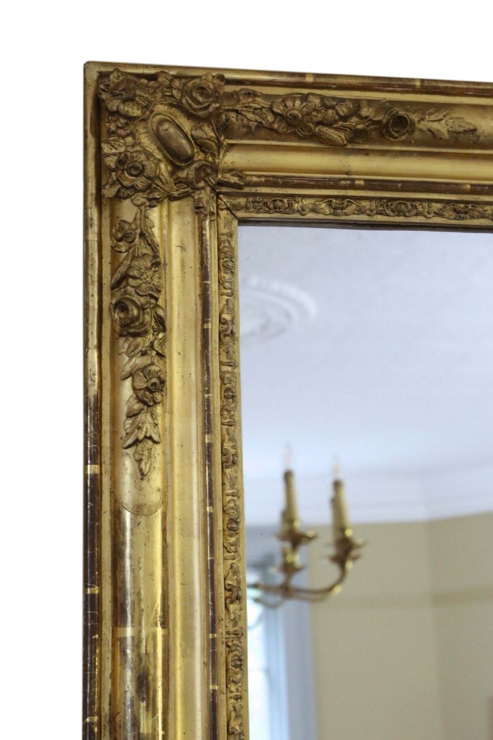 19th Century  gilt overmantle large wall mirror   View II