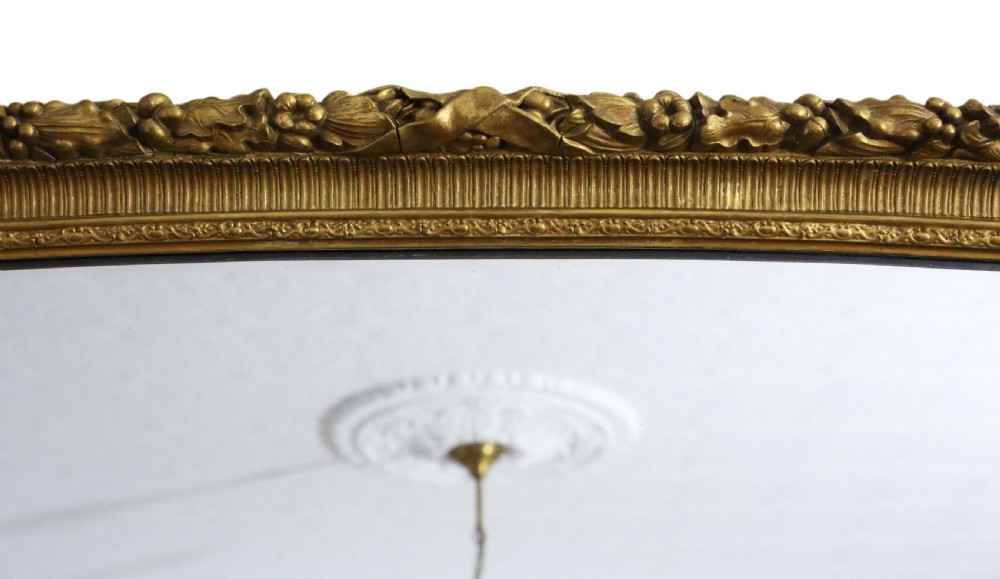 Very large wide gilt overmantle mirror 19th Century View IV