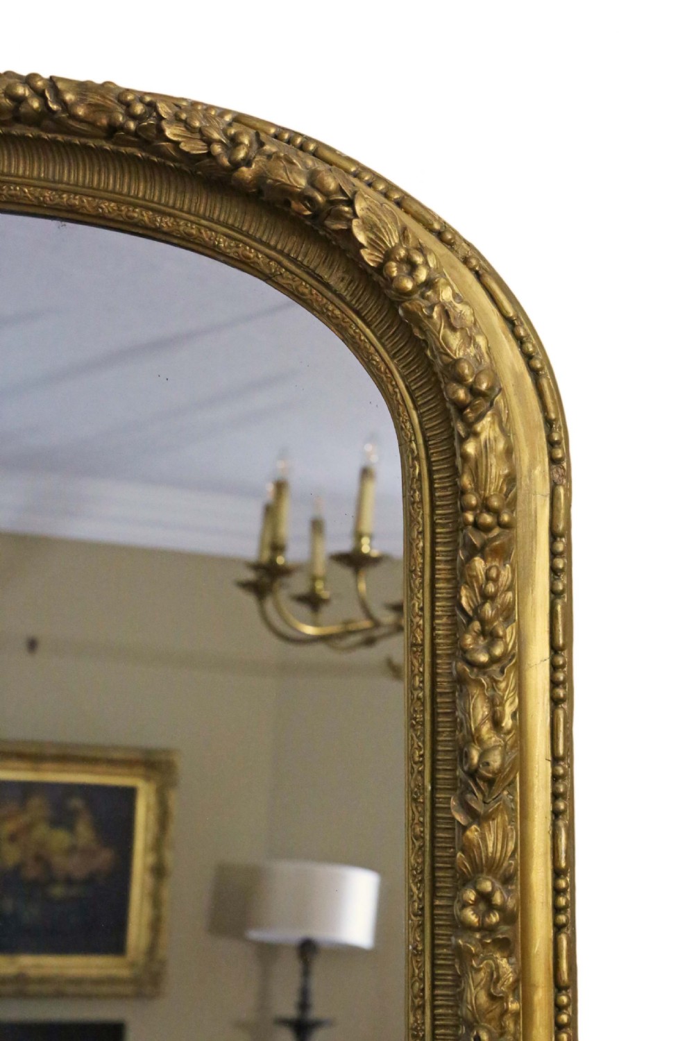 Very large wide gilt overmantle mirror 19th Century View V