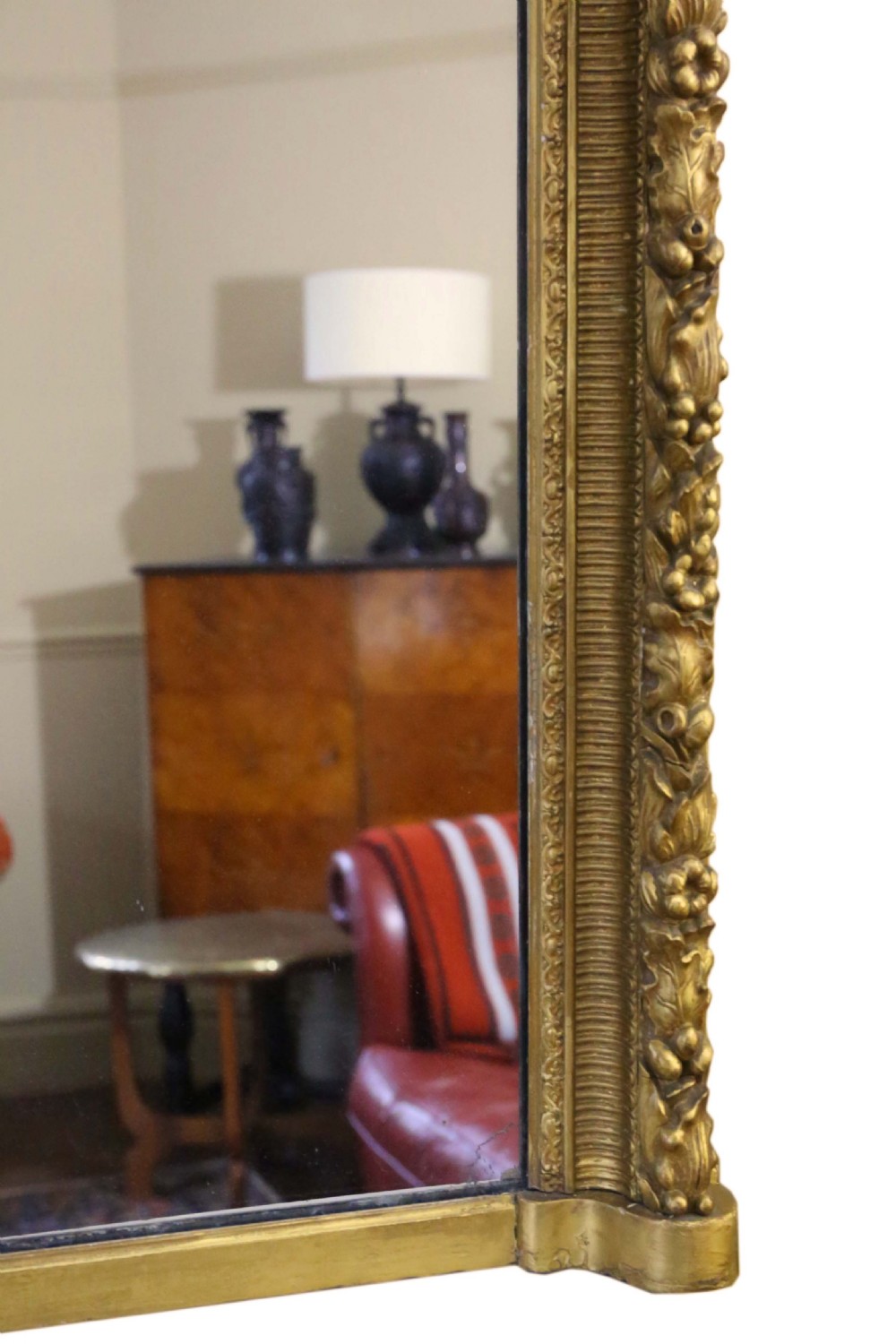 Very large wide gilt overmantle mirror 19th Century View VI