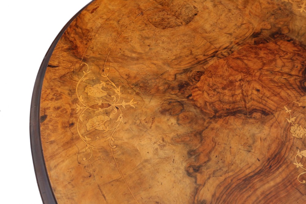 Victorian burr walnut marquetry oval loo breakfast table View VII