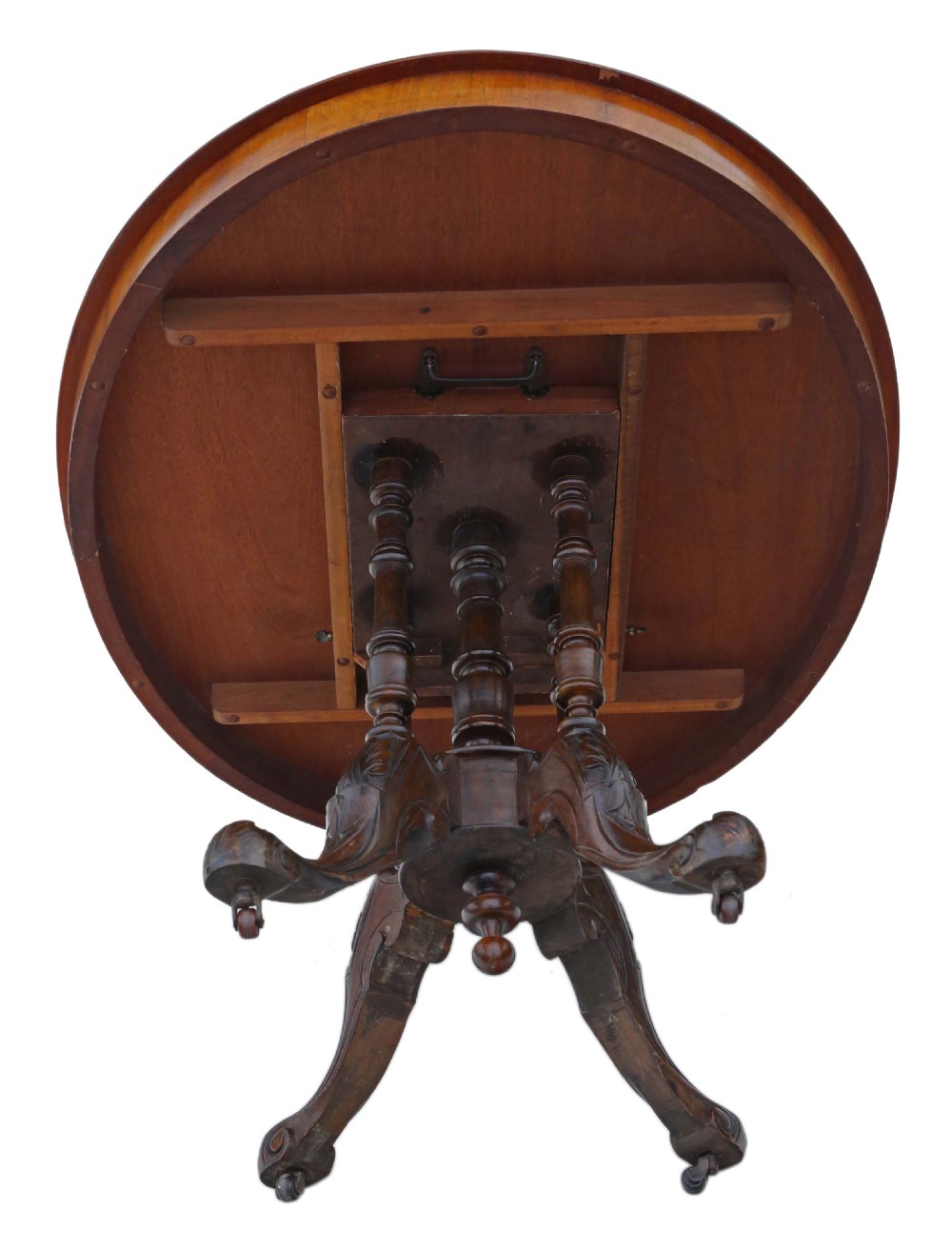 Victorian burr walnut marquetry oval loo breakfast table View VIII