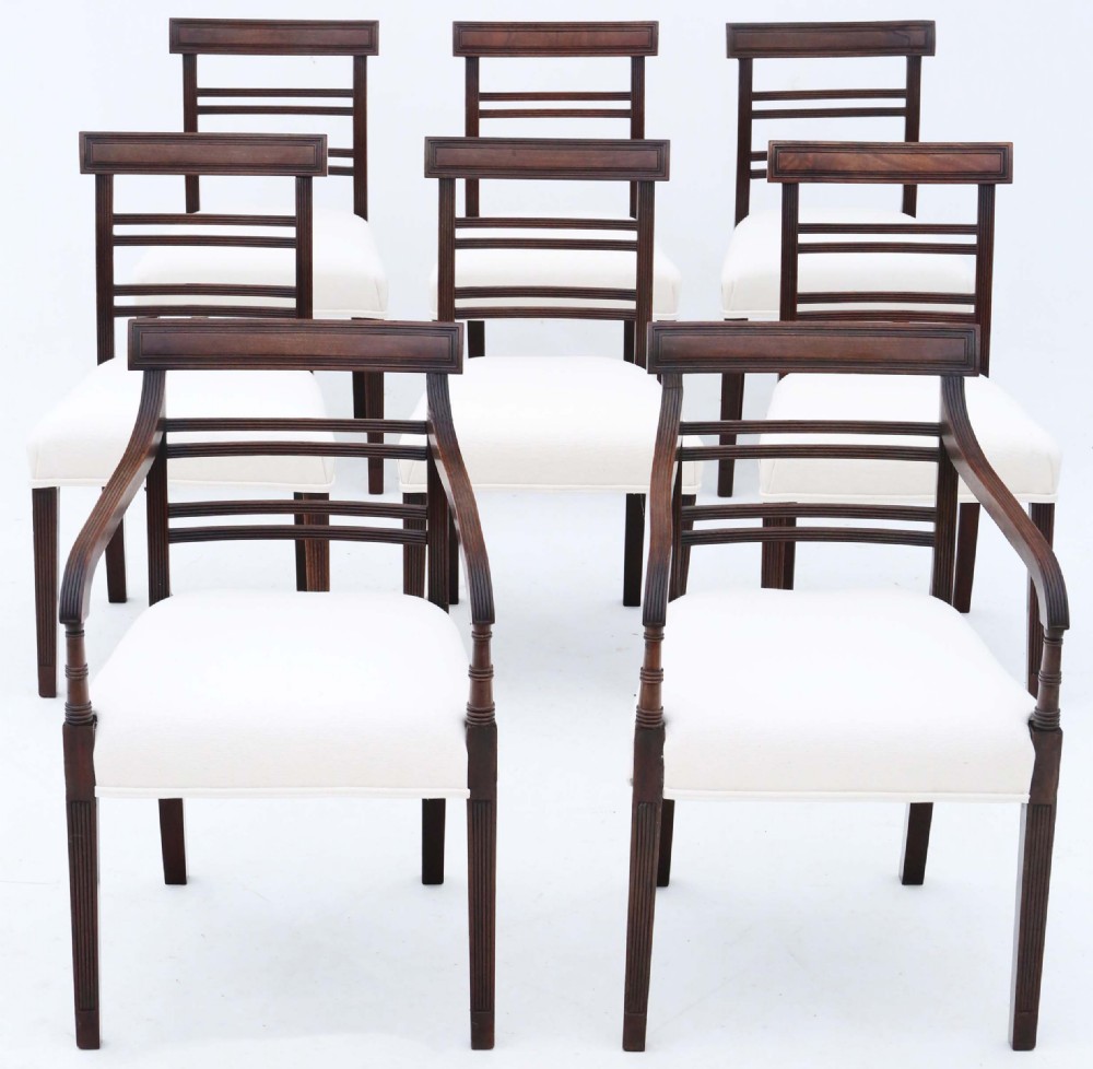ANTIQUE FINE QUALITY SET OF eight (6 PLUS 2) EARLY 19TH CENTURY MAHOGANY DINING CHAIRS C1810