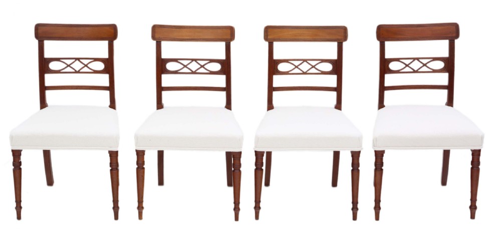 ANTIQUE FINE QUALITY SET OF 4 EARLY 19TH CENTURY MAHOGANY DINING CHAIRS