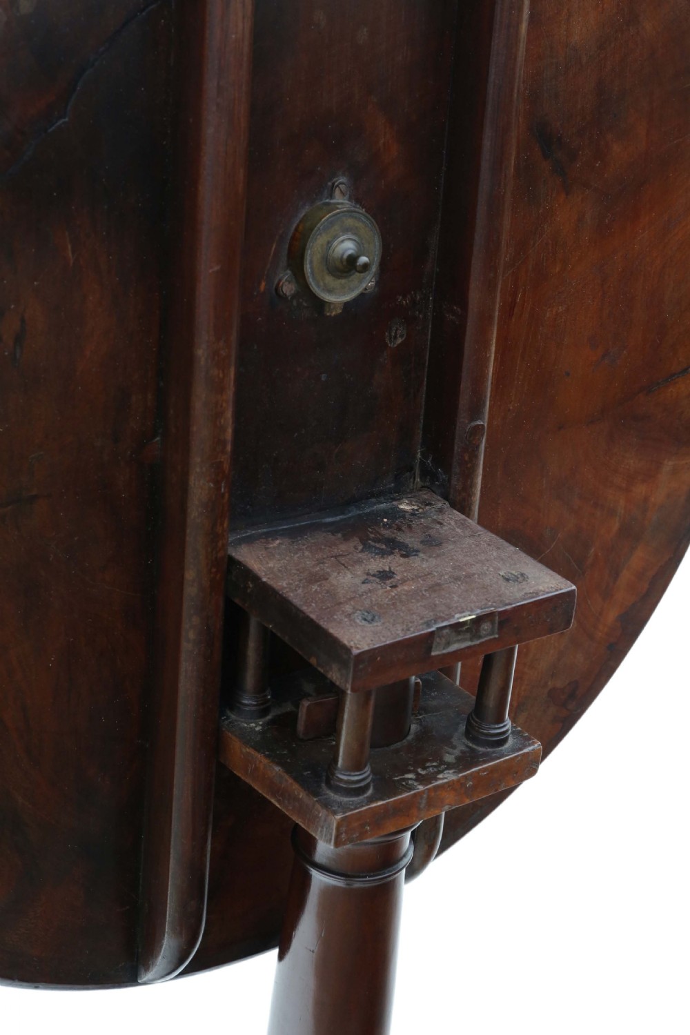 ANTIQUE GEORGIAN 18TH CENTURY MAHOGANY TILT TOP BIRD CAGE SUPPER TABLE View VII