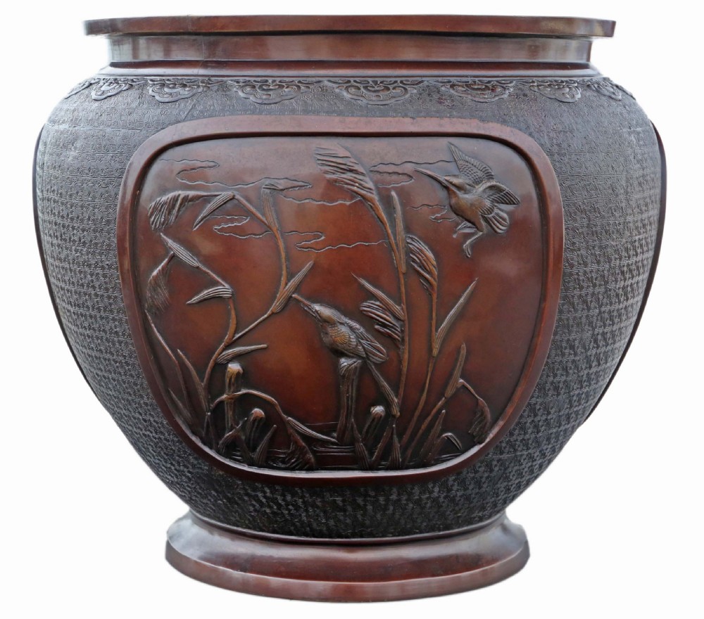 ANTIQUE FINE QUALITY LARGE ORIENTAL JAPANESE BRONZE JARDINIÈRE PLANTER MEIJI PERIOD 19TH CENTURY