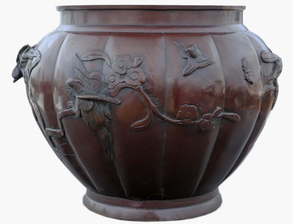 ANTIQUE ORIENTAL JAPANESE LARGE FINE QUALITY BRONZE JARDINIÈRE PLANTER MEIJI PERIOD 19TH CENTURY