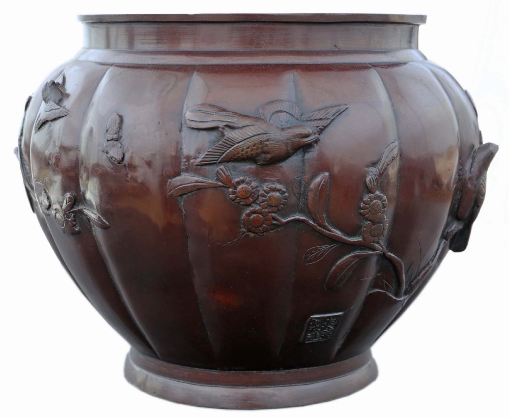 ANTIQUE ORIENTAL JAPANESE LARGE FINE QUALITY BRONZE JARDINIÈRE PLANTER MEIJI PERIOD 19TH CENTURY View III