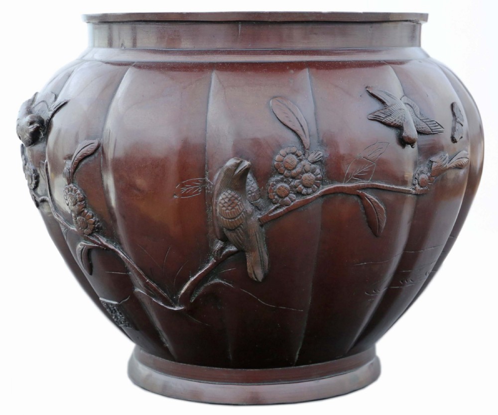 ANTIQUE ORIENTAL JAPANESE LARGE FINE QUALITY BRONZE JARDINIÈRE PLANTER MEIJI PERIOD 19TH CENTURY View IV