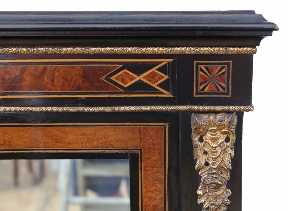 ANTIQUE FINE QUALITY AMBOYNA AND EBONISED 2-PART PIER DISPLAY CABINET AESTHETIC View II