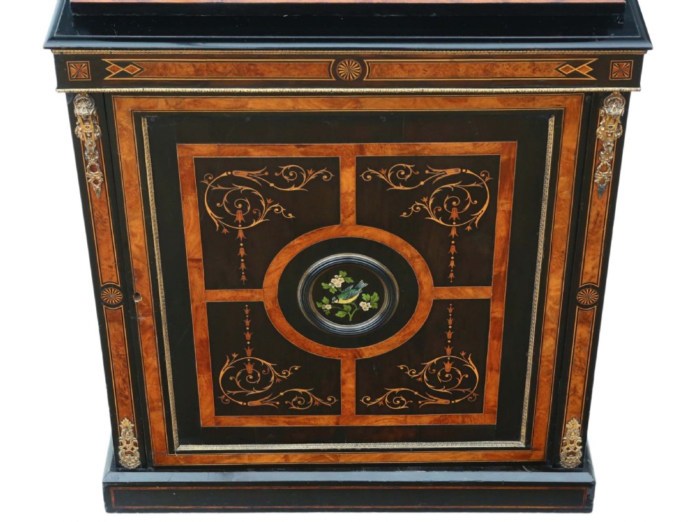 ANTIQUE FINE QUALITY AMBOYNA AND EBONISED 2-PART PIER DISPLAY CABINET AESTHETIC View III