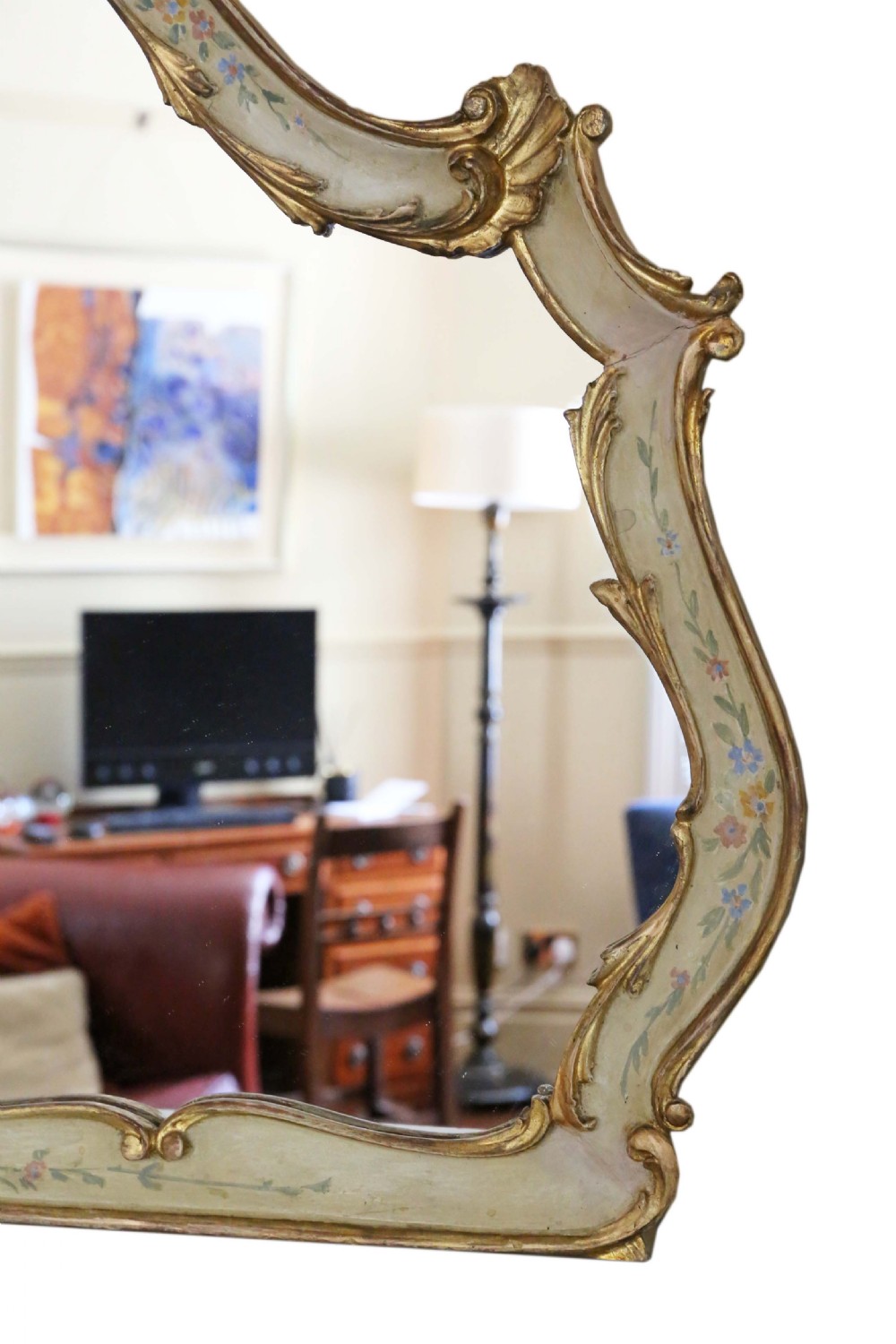 ANTIQUE PAIR OF LARGE QUALITY DECORATED GILT WALL MIRRORS 19TH CENTURY View IV